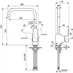 Смеситель для кухни Ideal Standard Ceraplan III хром B0725AA, 2