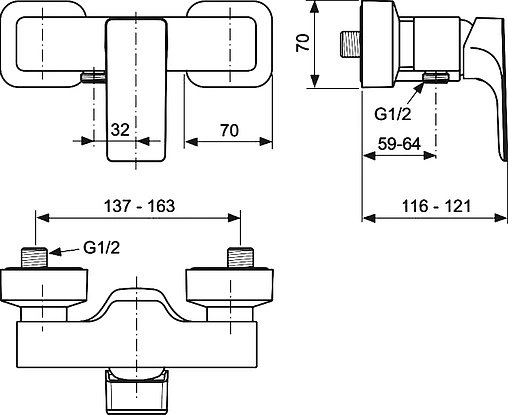 Смеситель для душа Ideal Standard Strada хром A5846AA