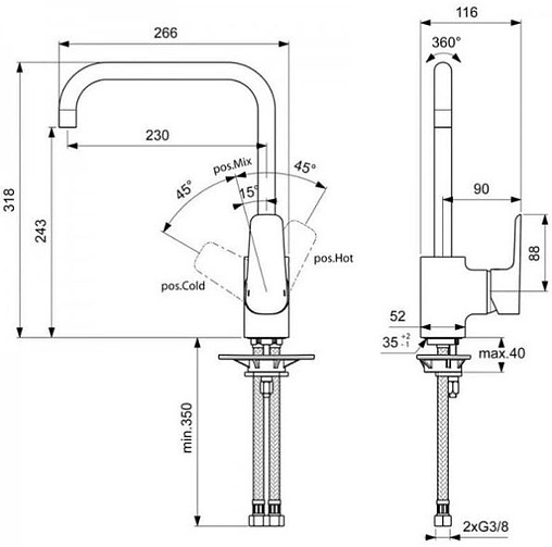Смеситель для кухни Ideal Standard Ceraplan III хром B0725AA