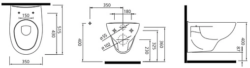 Унитаз подвесной безободковый Kale Optimum белый 711(719)27363(K0)+701297360