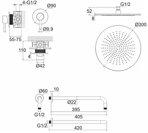 Смеситель для душа скрытого монтажа WHITECROSS Y gold золото YSET01GL, 2