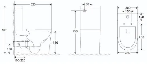 Унитаз-компакт безободковый Terminus Аврора белый 11F62x39W