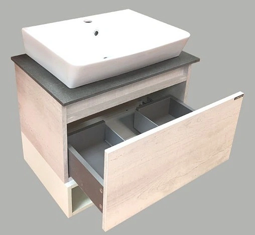 Тумба-умывальник подвесная Comforty Прага 60 дуб белый/антрацит 00-00003465CF