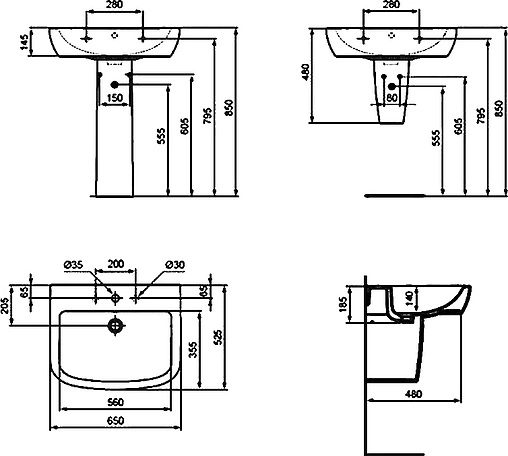 Раковина Ideal Standard Tempo 65 белый T056301