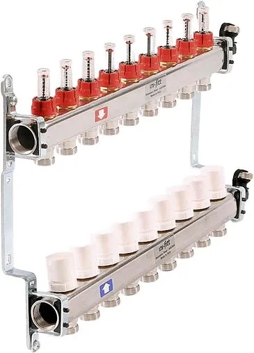 Группа коллекторная с расходомерами 9 отводов 1&quot;в/в x ¾&quot;ек Uni-fitt 450I4309