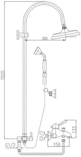 Душевая система со смесителем для ванны Rav Slezak Labe хром L054.5/3
