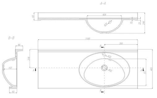 Раковина Aquaton Отель 120 R белый 1A70103NOT01R