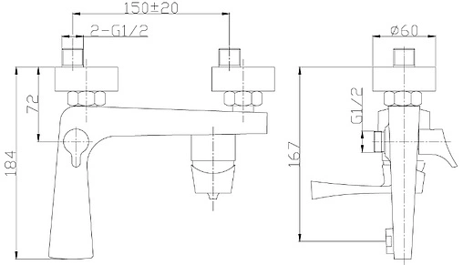 Смеситель для ванны Rossinka хром RS34-31