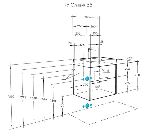 Тумба под умывальник подвесная Aquaton Оливия 55 бежевый/дуб веллингтон 1A254201OLVG0 Тумба под умывальник подвесная Aquaton Оливия 55 бежевый/дуб веллингтон 1A254201OLVG0