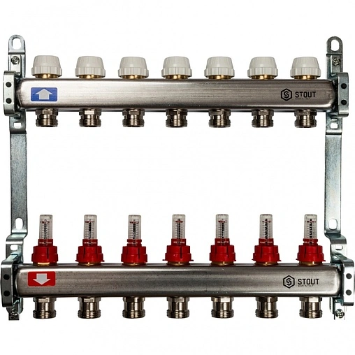 Группа коллекторная с расходомерами 7 отводов 1&quot;в/в x ¾&quot;ек Stout SMS 0917 000007