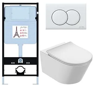 Комплект 6 в 1 Jacob Delafon Bastille EDAB103-00 с кнопкой E36496-00 белый глянцевый, 1