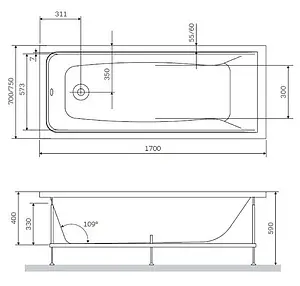 Каркас для ванны Am.Pm Gem 170x75 W90A-170-075W-R Каркас для ванны Am.Pm Gem 170x75 W90A-170-075W-R, 2
