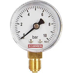 Манометр радиальный Rommer 50 мм 10 бар ¼&quot; RIM-0010-501008, 1