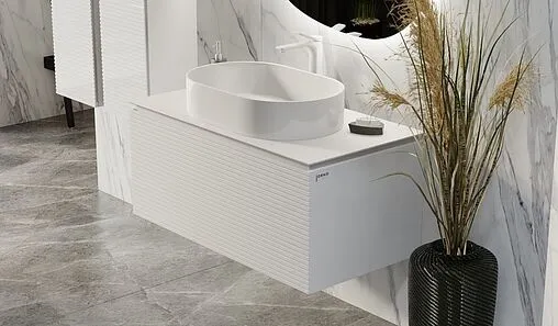 Тумба под умывальник подвесная Jorno Stone 100 белый Stn.01.100/P/W/JR