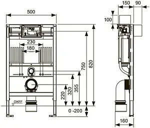Инсталляция для подвесного унитаза-биде TECEprofil 9300380, 2