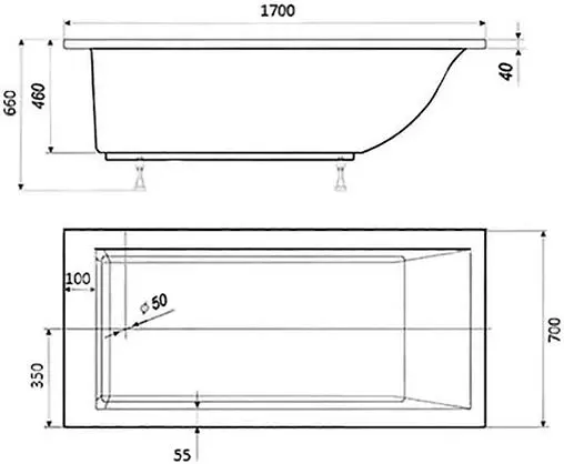 Ванна из искусственного камня Toni Arti Pietra 170x70 белый TA-P17070