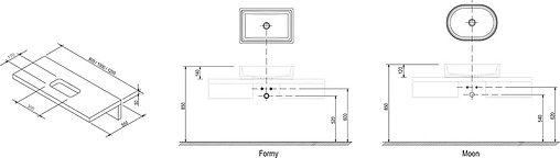 Столешница Ravak Formy L 80 дуб X000000833