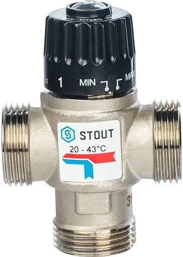 Трехходовой термостатический смесительный клапан 1&quot; +20...+43°С Kvs 1.6 Stout SVM-0020-164325