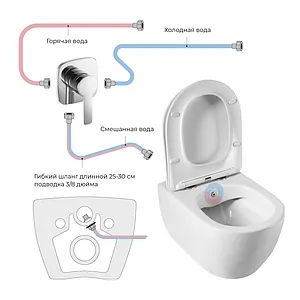 Унитаз подвесной безободковый с функцией биде Cezares Comfort белый CZR-191-TH/BS Унитаз подвесной безободковый с функцией биде Cezares Comfort белый CZR-191-TH/BS, 3