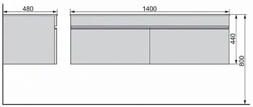 Тумба-умывальник подвесная Raval Twins (Pulsus) 140 дуб сомона Pul.01.140/P/DS+Pul.08.140/W