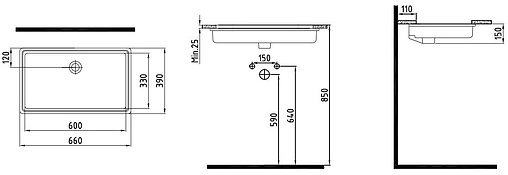 Раковина Bien Infinitum 66 белый INLA06101FD0W3000