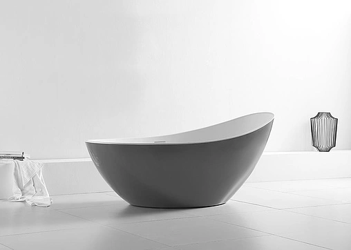 Ванна акриловая отдельностоящая Abber 184x79 белый/панель Grey AB9233G