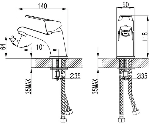 Смеситель для раковины Milardo Nelson хром NELSB00M01