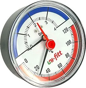 Термоманометр аксиальный Uni-fitt 80мм 4 бар 120°С ½&quot; 310D1442, 4