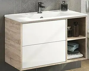 Тумба-умывальник подвесная Comforty Гамбург 90 белый/дуб сонома 00004142225CF Тумба-умывальник подвесная Comforty Гамбург 90 белый/дуб сонома 00004142225CF, 1