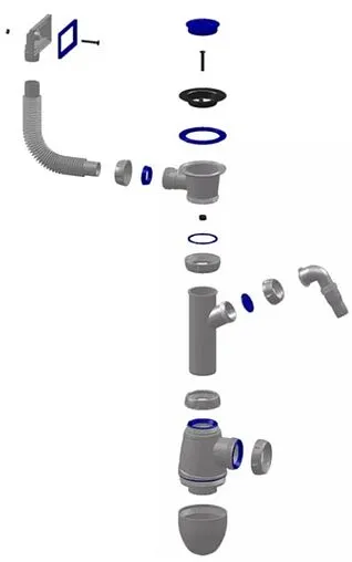 Сифон бутылочный для мойки с переливом Unicorn В442V Сифон бутылочный для мойки с переливом Unicorn В442V