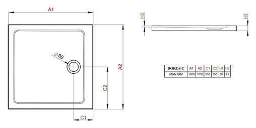 Поддон для душа Radaway Doros C1000 SDRC1010-01