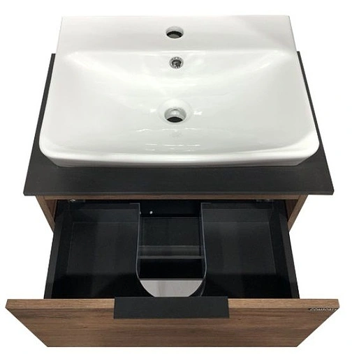 Тумба-умывальник подвесная Comforty Штутгарт 60 дуб тёмно-коричневый/чёрный 00004151039CF Тумба-умывальник подвесная Comforty Штутгарт 60 дуб тёмно-коричневый/чёрный 00004151039CF