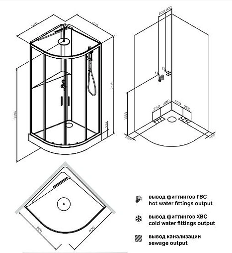 Кабина душевая 900x900мм Am.Pm Gem W90C-333-090WTA
