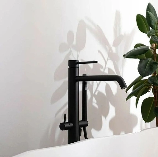 Смеситель для ванны напольный Paffoni Light чёрный матовый LIG032NO