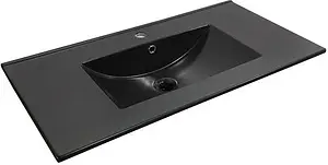 Тумба-умывальник подвесная Comforty Франкфурт 90 дуб шоколадно-коричневый/чёрный 00-00002048CF, 4