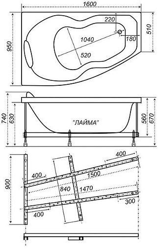 Ванна акриловая Triton Лайма 160x95 R Н0000000175 Ванна акриловая Triton Лайма 160x95 R Н0000000175