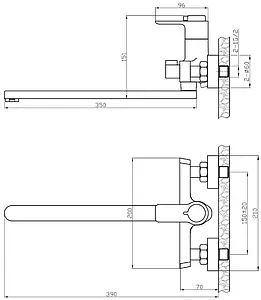 Смеситель для ванны с длинным изливом Rossinka хром RS50-32 Смеситель для ванны с длинным изливом Rossinka хром RS50-32, 2
