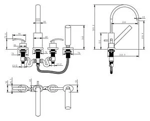 Смеситель на борт ванны на 4 отверстия Aquanet Wide W78 хром 2050178CP Смеситель на борт ванны на 4 отверстия Aquanet Wide W78 хром 2050178CP, 2