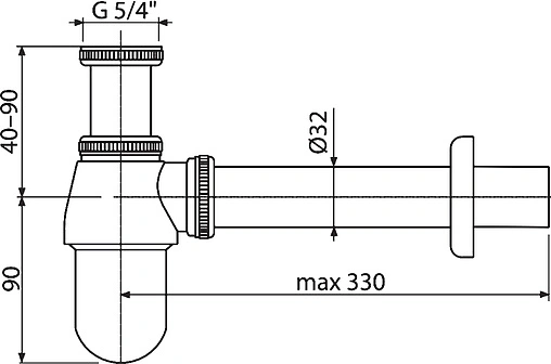 Сифон бутылочный для раковины AlcaPlast хром A431