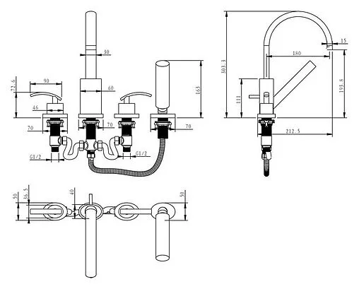 Смеситель на борт ванны на 4 отверстия Aquanet Wide W78 хром 2050178CP Смеситель на борт ванны на 4 отверстия Aquanet Wide W78 хром 2050178CP