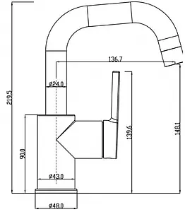 Смеситель для раковины Swedbe Diana хром 1011 Смеситель для раковины Swedbe Diana хром 1011, 2