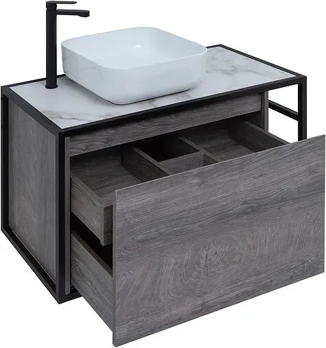 Тумба-умывальник подвесная Aquanet Nova Lite LOFT 90 L дуб рошелье 00261656+