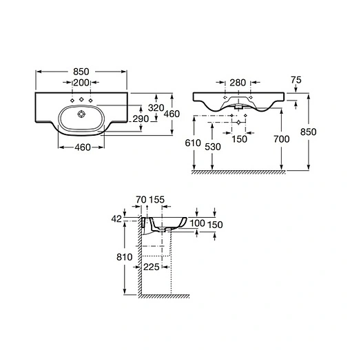 Раковина Roca Meridian 85 белый 32724D000
