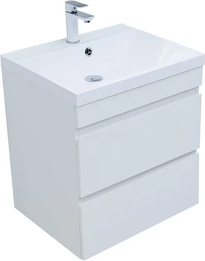 Тумба под умывальник подвесная Aquanet Нота New 58 белый глянец 00335417