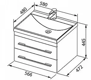 Тумба-умывальник подвесная Aquanet Нота 58 венге 00171484+00204117 Тумба-умывальник подвесная Aquanet Нота 58 венге 00171484+00204117, 2