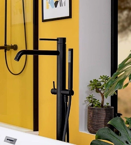 Смеситель для ванны напольный Paffoni Light чёрный матовый LIG032NO