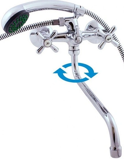 Смеситель для ванны с длинным изливом Rav Slezak Morava retro хром MK153.5/1