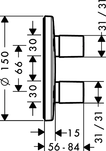 Вентиль переключающий на 3 потребителя Hansgrohe Metris iControl E хром 31958000