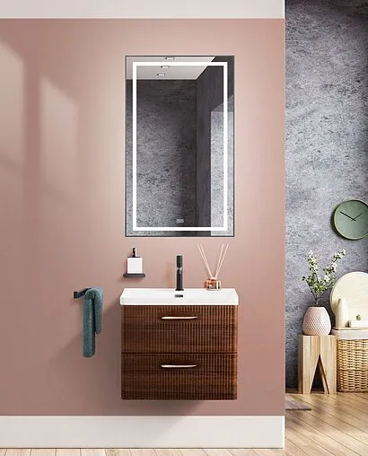 Тумба-умывальник подвесная BelBagno DUE 50 Noce DUE-500-2C-SO-NOCE-P+BB-8076-3-50
