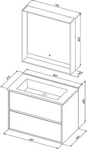 Тумба-умывальник подвесная Aquanet Милан 85 дуб рустикальный 00339968+00249690, 2